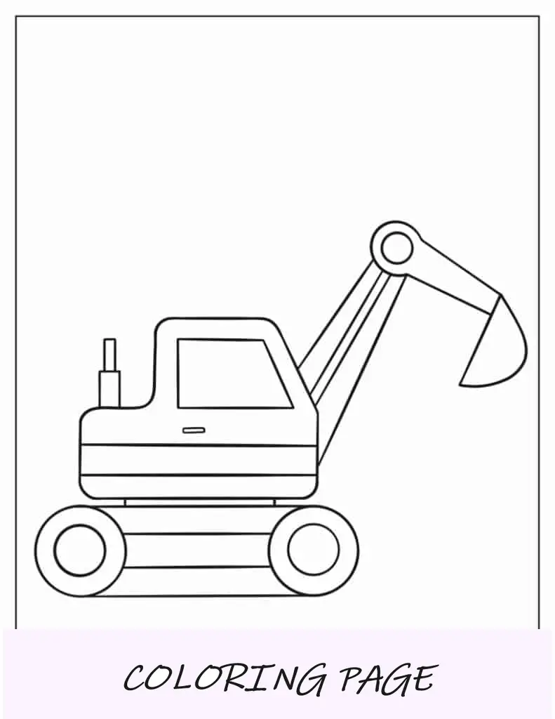 Esquema simple de una excavadora para niños en edad preescolar