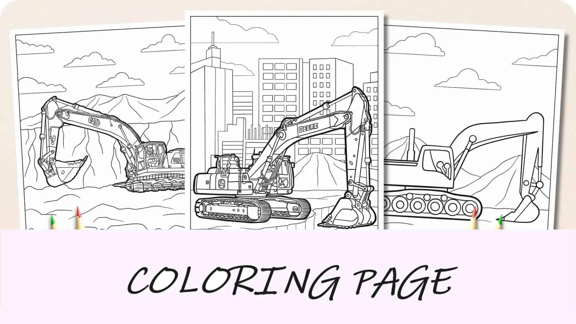 Dibujos para colorear de excavadoras Imagen destacada