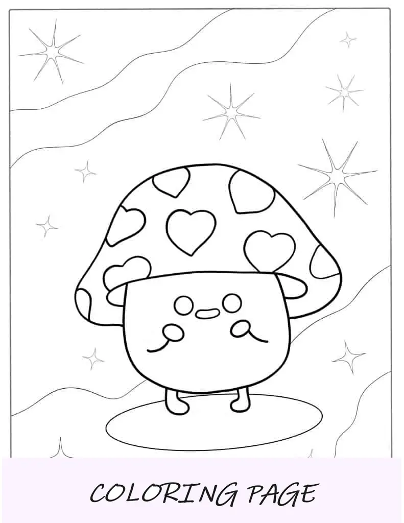 Cogumelo Kawaii para Colorir