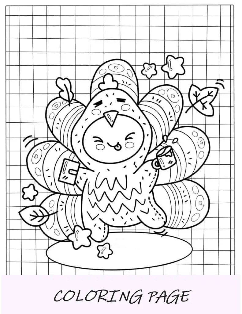 Página para colorir Doodle Kawaii