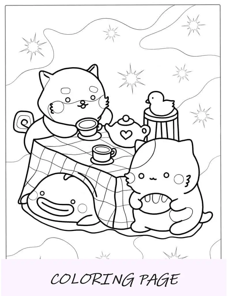 Página para colorir Doodle Kawaii