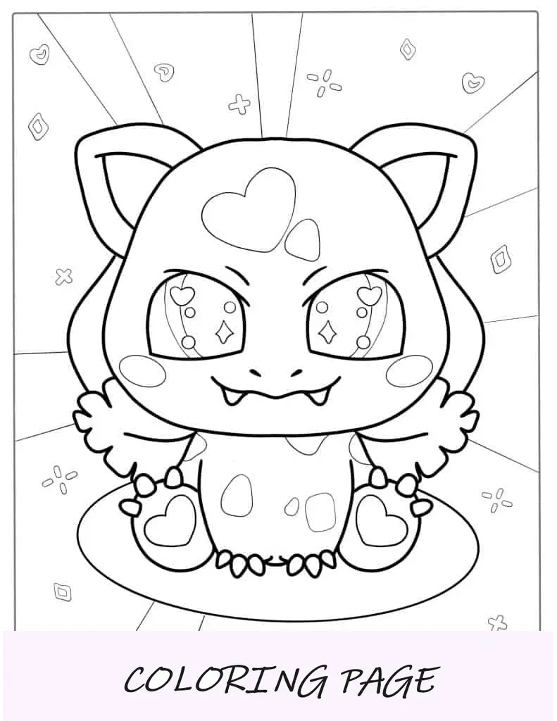 Imagem para colorir Bulbasaur Kawaii