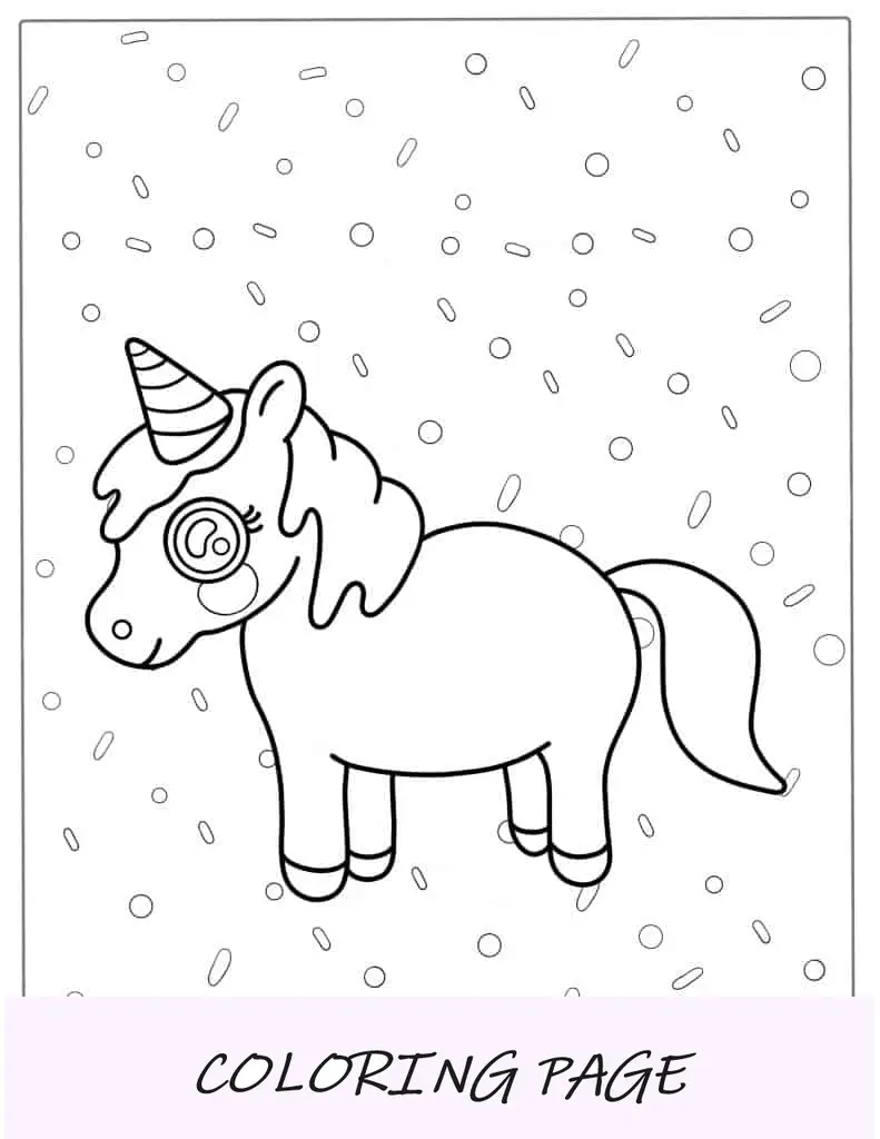 Unicórnio Kawaii fácil de colorir para crianças