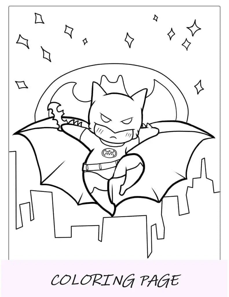 Coloração fofa do Batman Kawaii para crianças