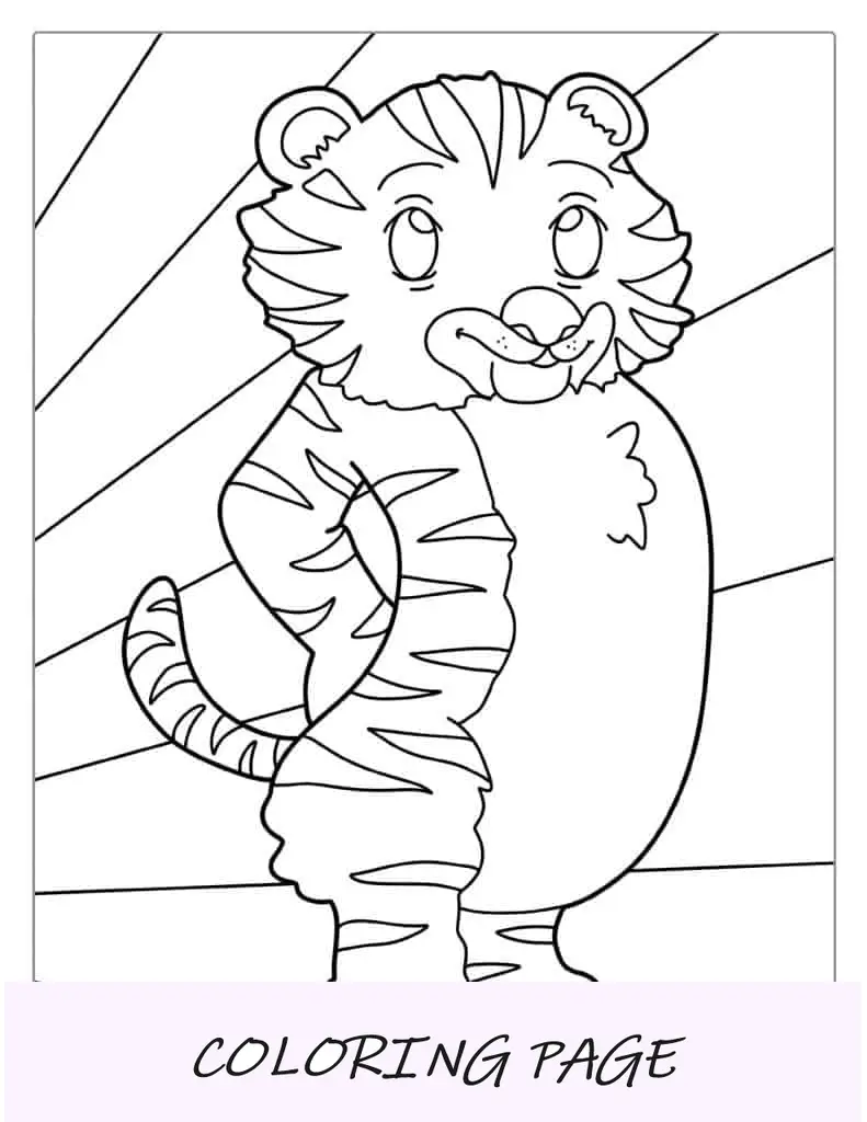 Tigre Kawaii para colorir