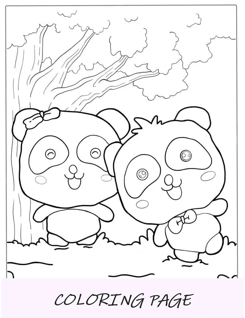 Dois Pandas Kawaii Fofos