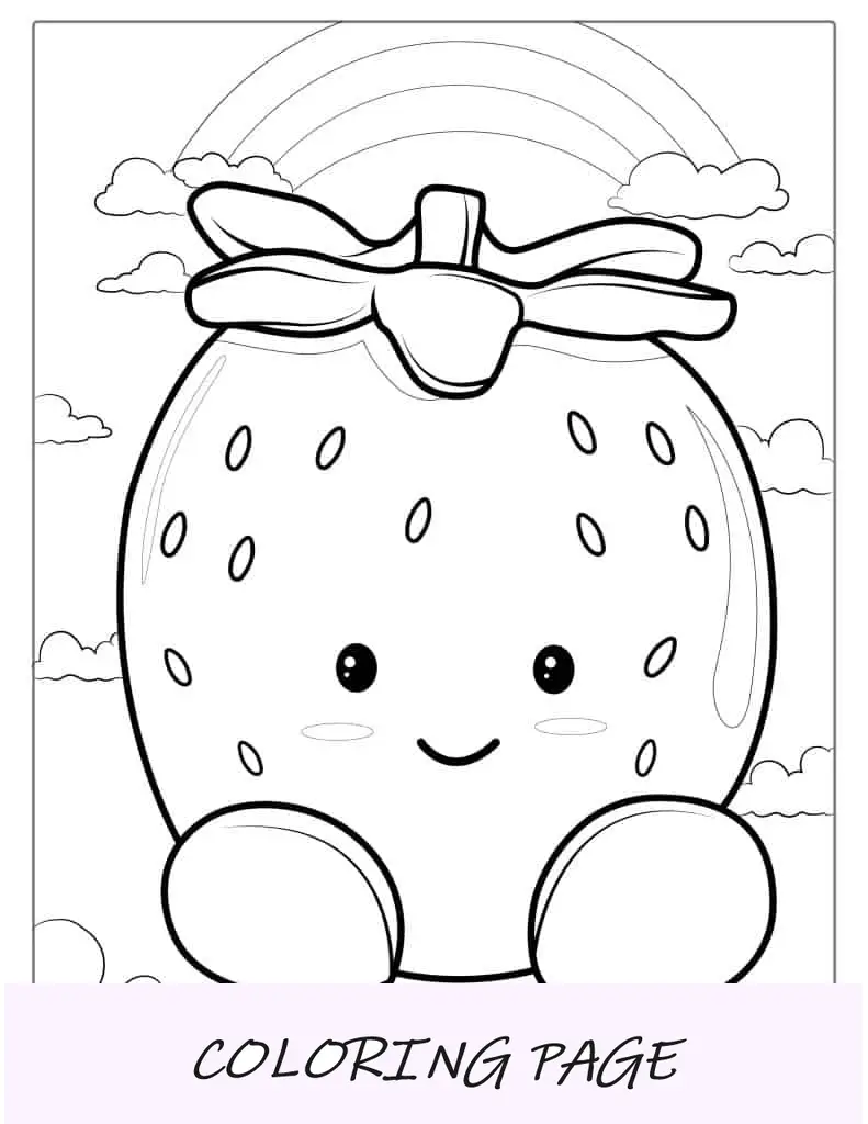 Morango Kawaii fofo para colorir
