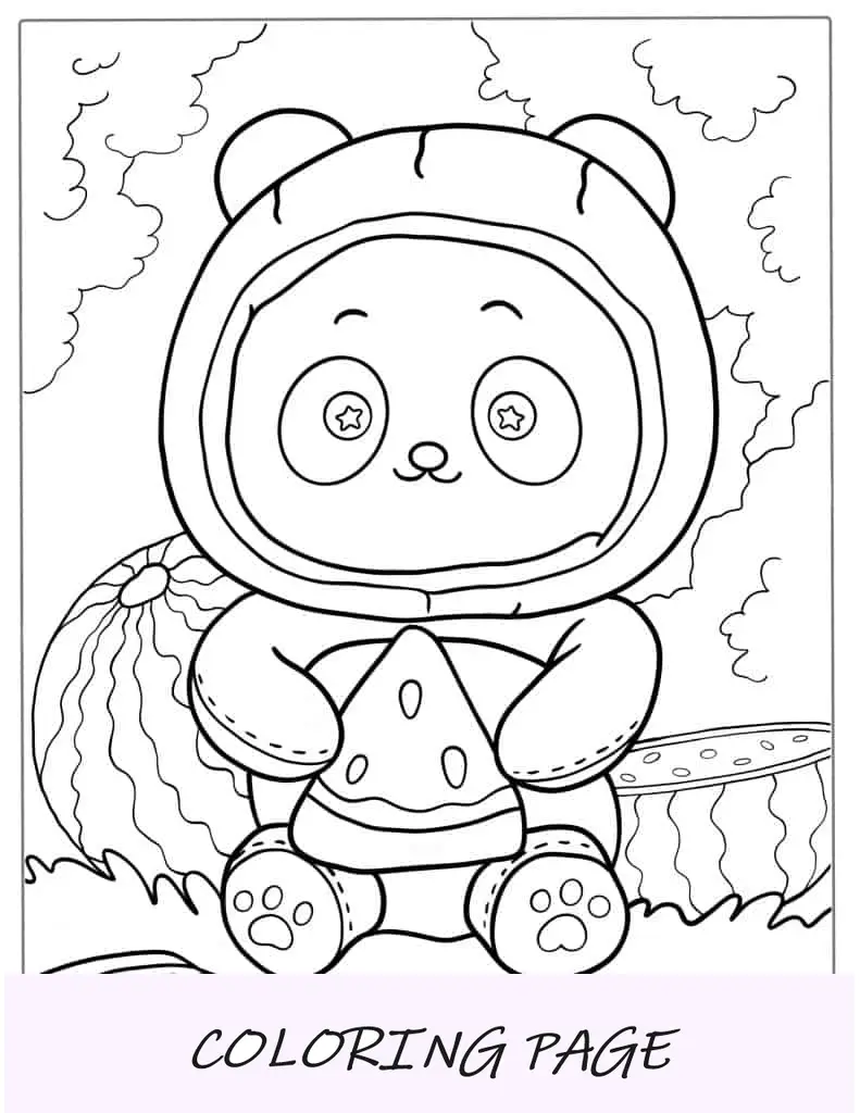 Panda com tema Kawaii com melancia