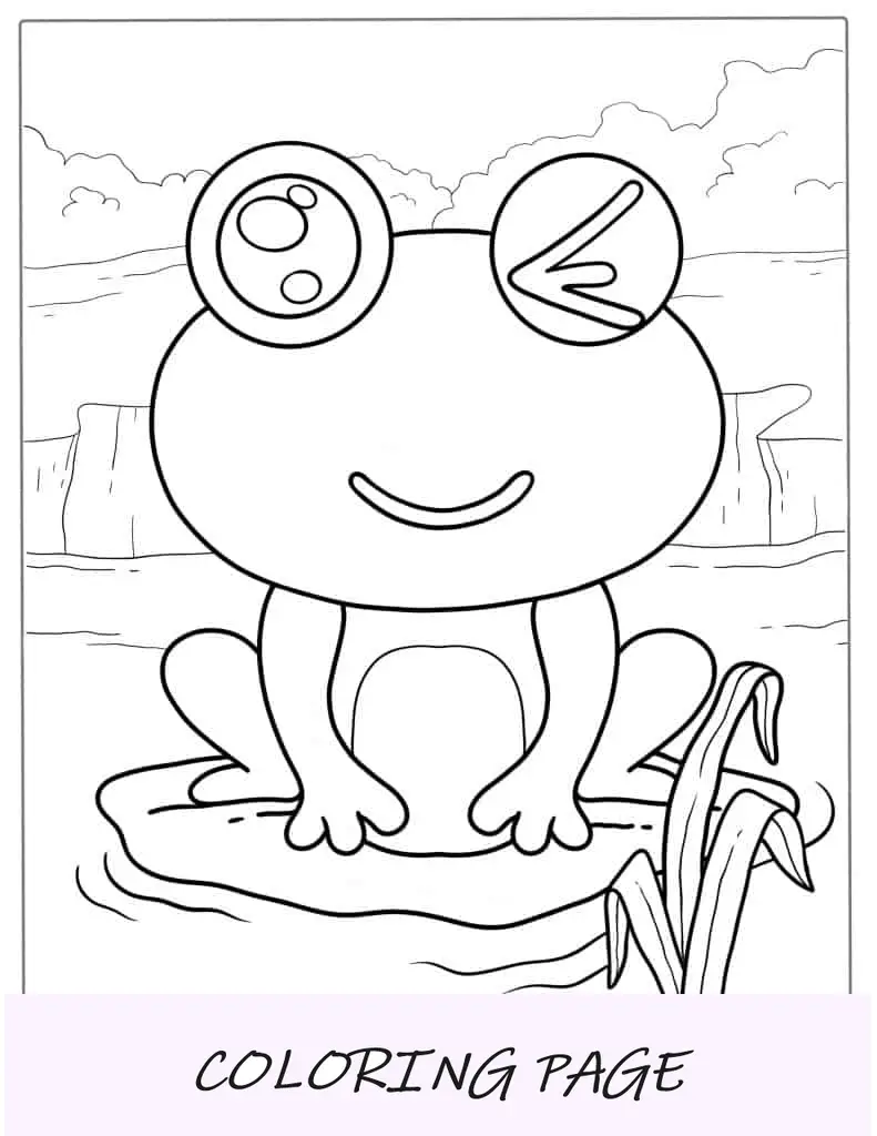 Folha para colorir de sapo Kawaii fofo