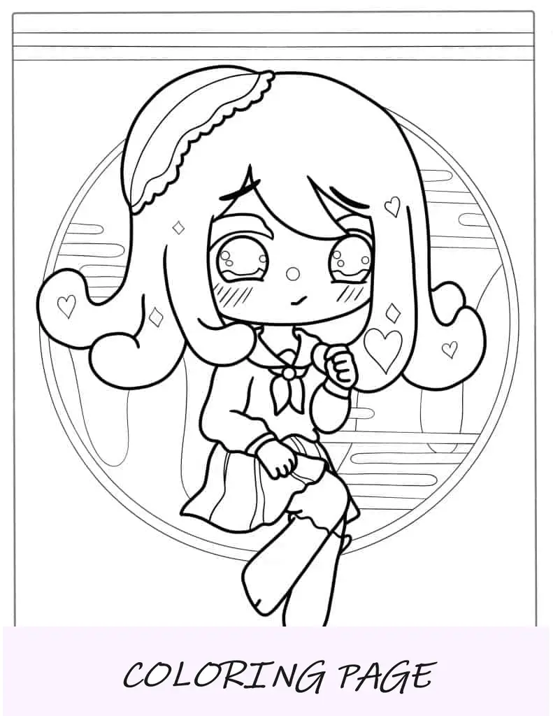 Menina Kawaii Chibi simples para colorir