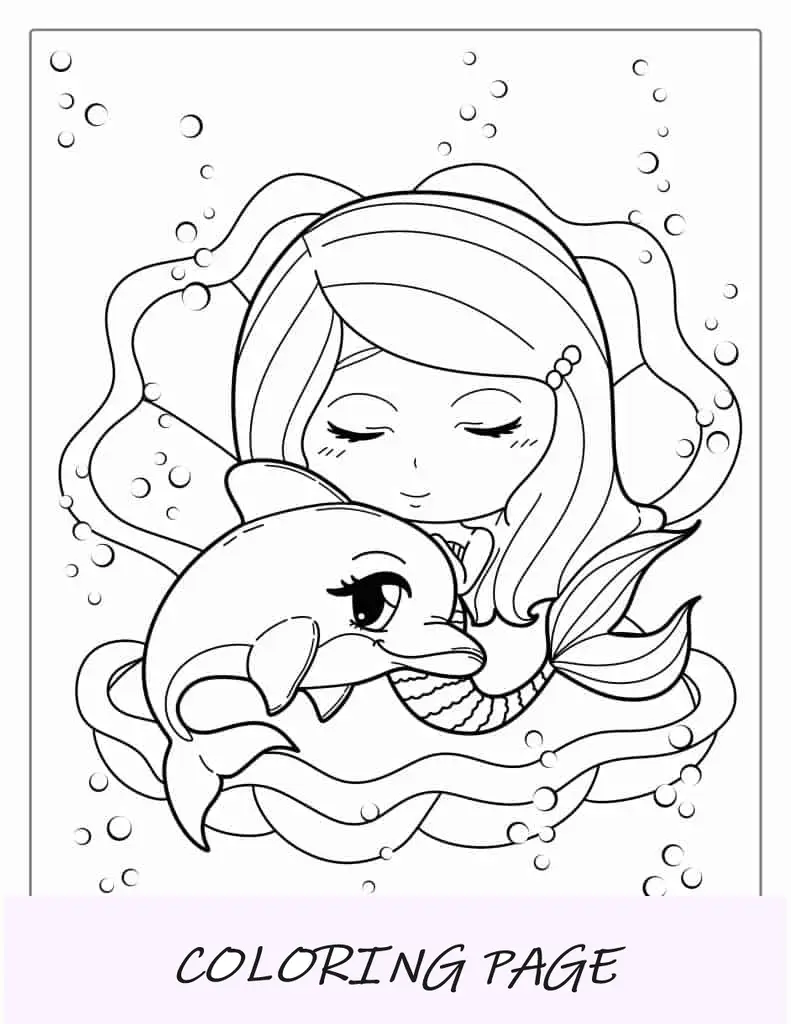Imagem de golfinho e sereia Kawaii