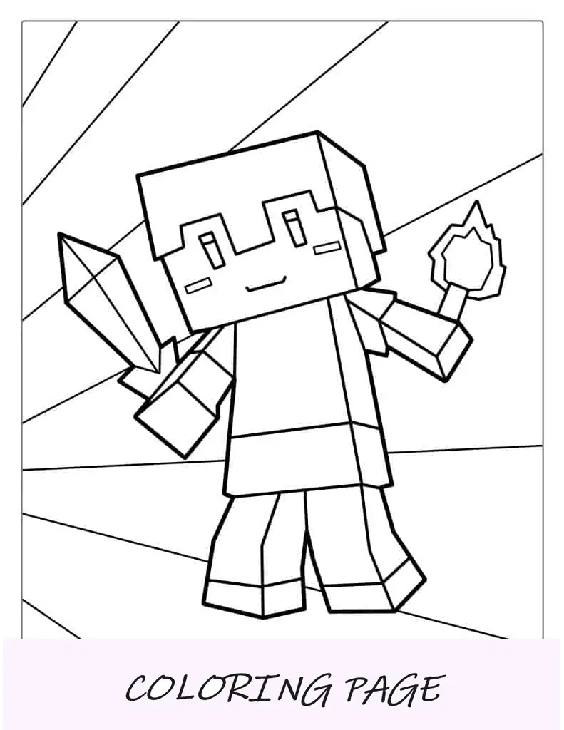 Colorir Kawaii Minecraft para crianças em idade pré-escolar