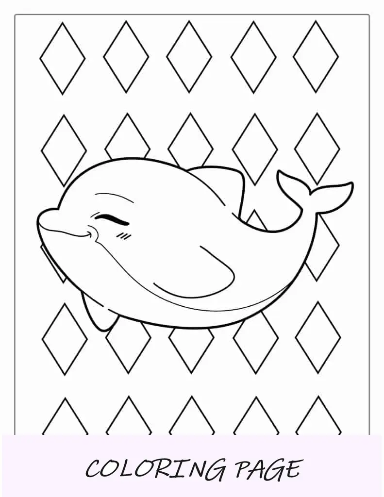 Golfinho Kawaii fofo para colorir