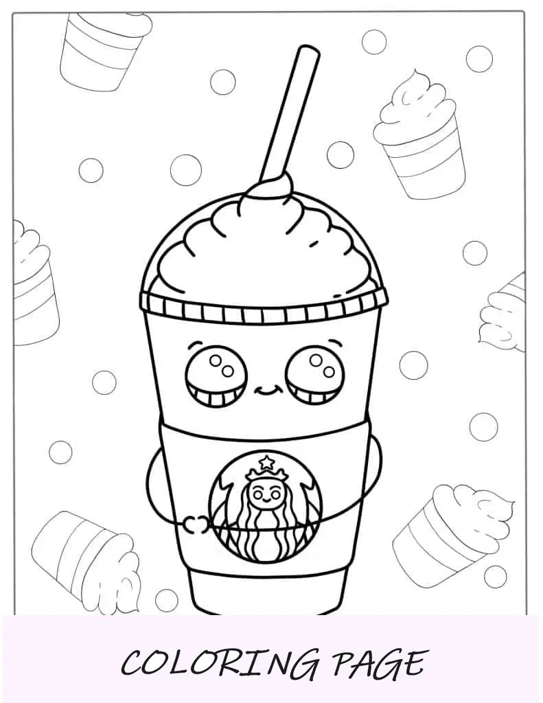 Bebida Kawaii Starbucks para colorir