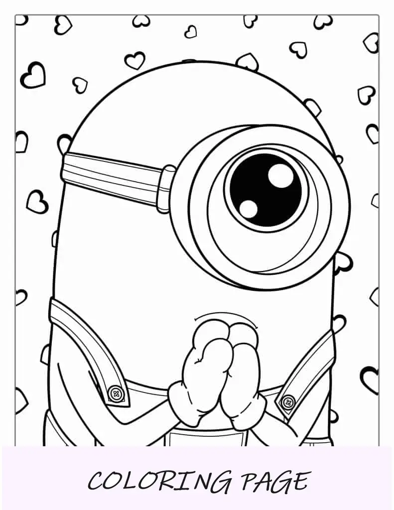 Minion fofo com tema Kawaii para colorir