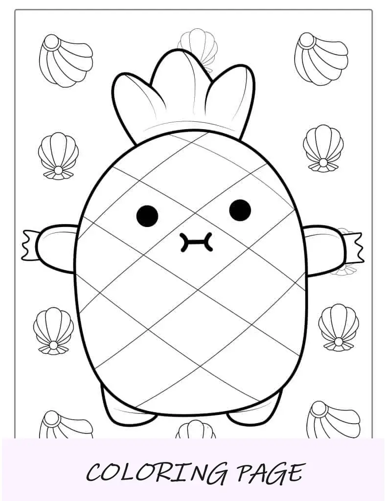 Página para colorir de abacaxi Kawaii