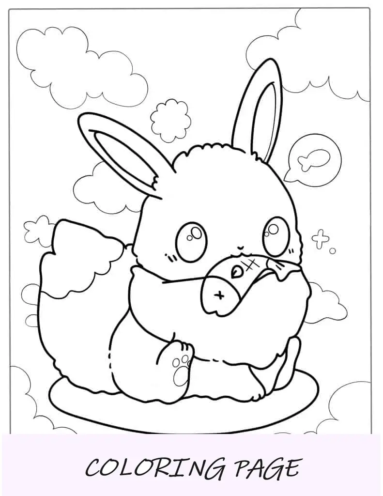 Página para colorir Pokémon Kawaii para crianças