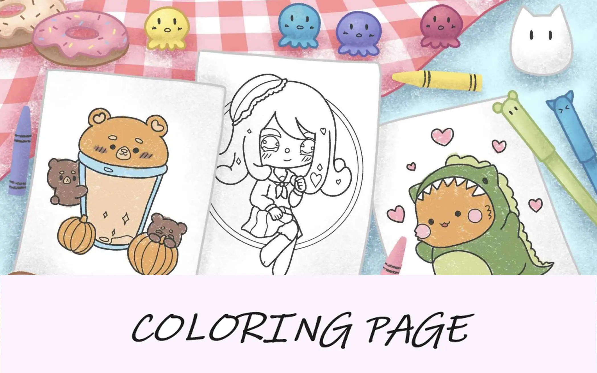 imagem de recurso de páginas para colorir kawaii