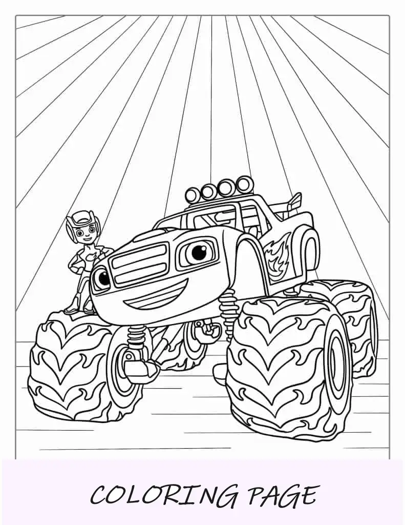 Página para colorear de Blaze Monster Truck