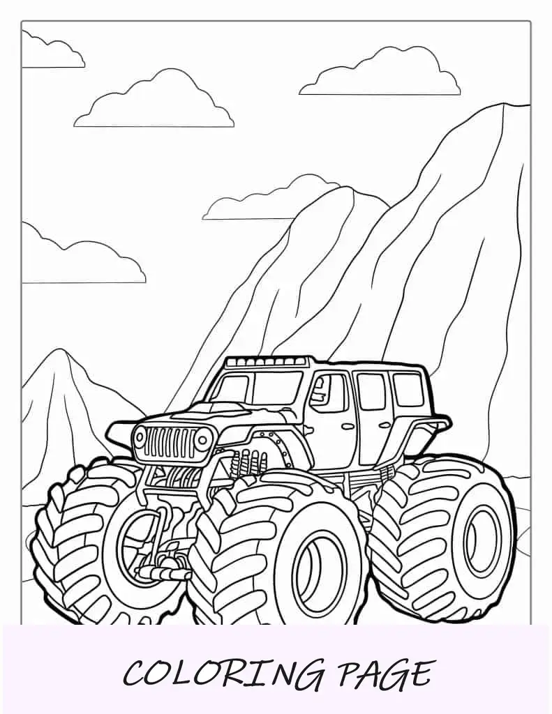Monster Truck Jeep Para Colorear
