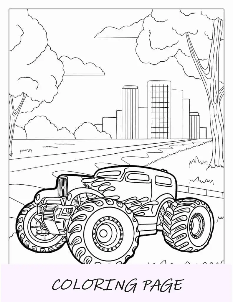 Hot Rod Monster Truck Página Para Colorear