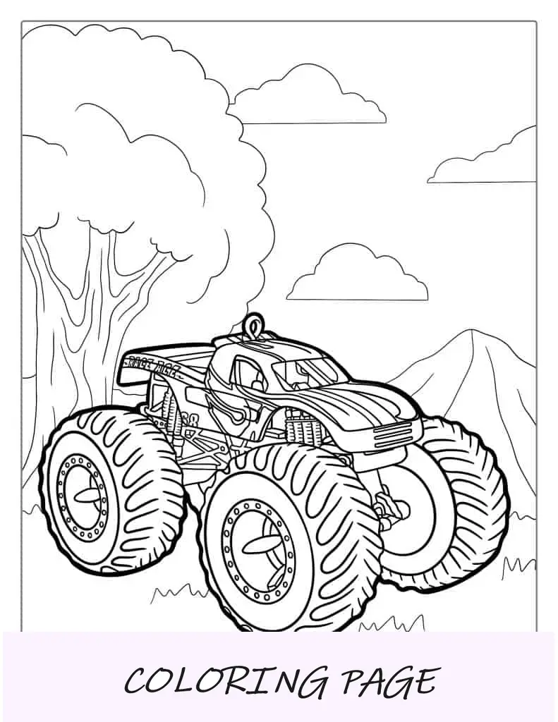 Hoja para colorear de Hot Wheels Monster Truck