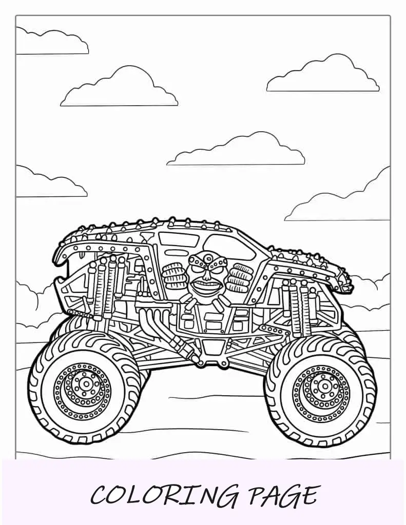 Hoja para colorear de Max-D Monster Truck para niños