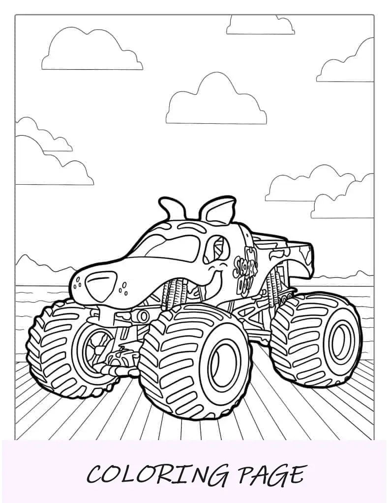 Hoja para colorear de Scooby Doo Monster Truck