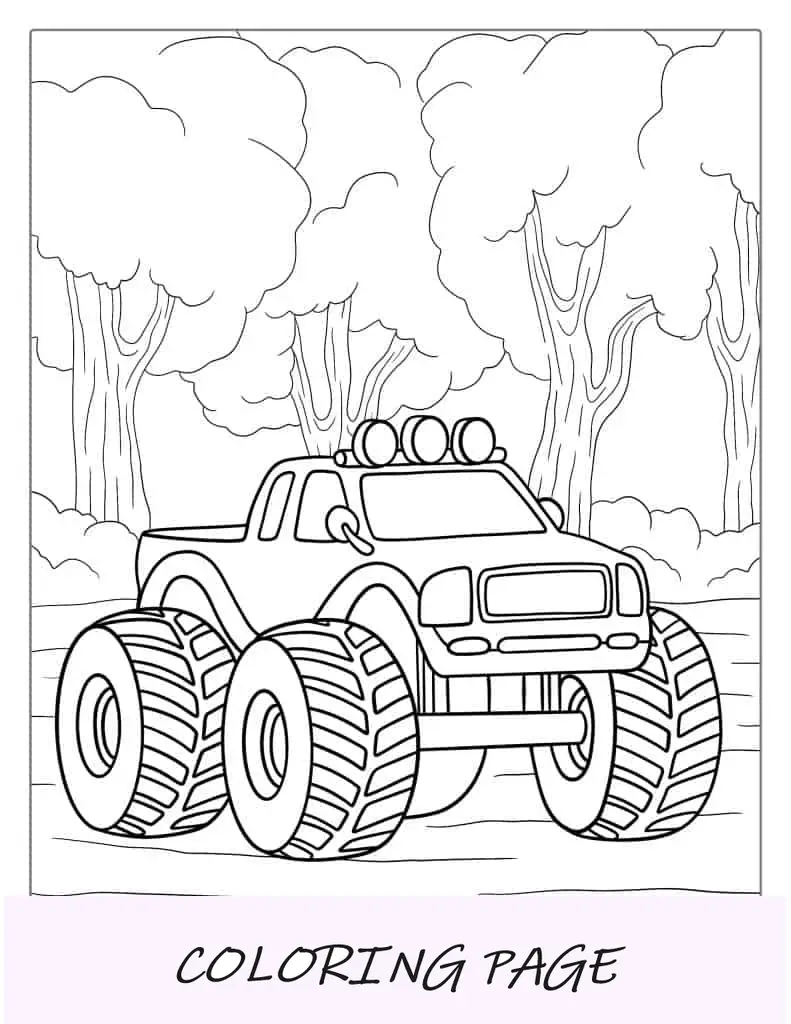 Página Para Colorear De Monster Truck Simple Para Niños