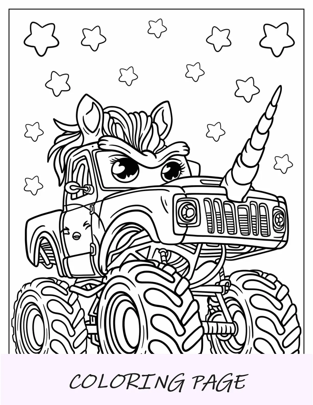 Página detallada para colorear Sparkle Smash Monster Truck para niños