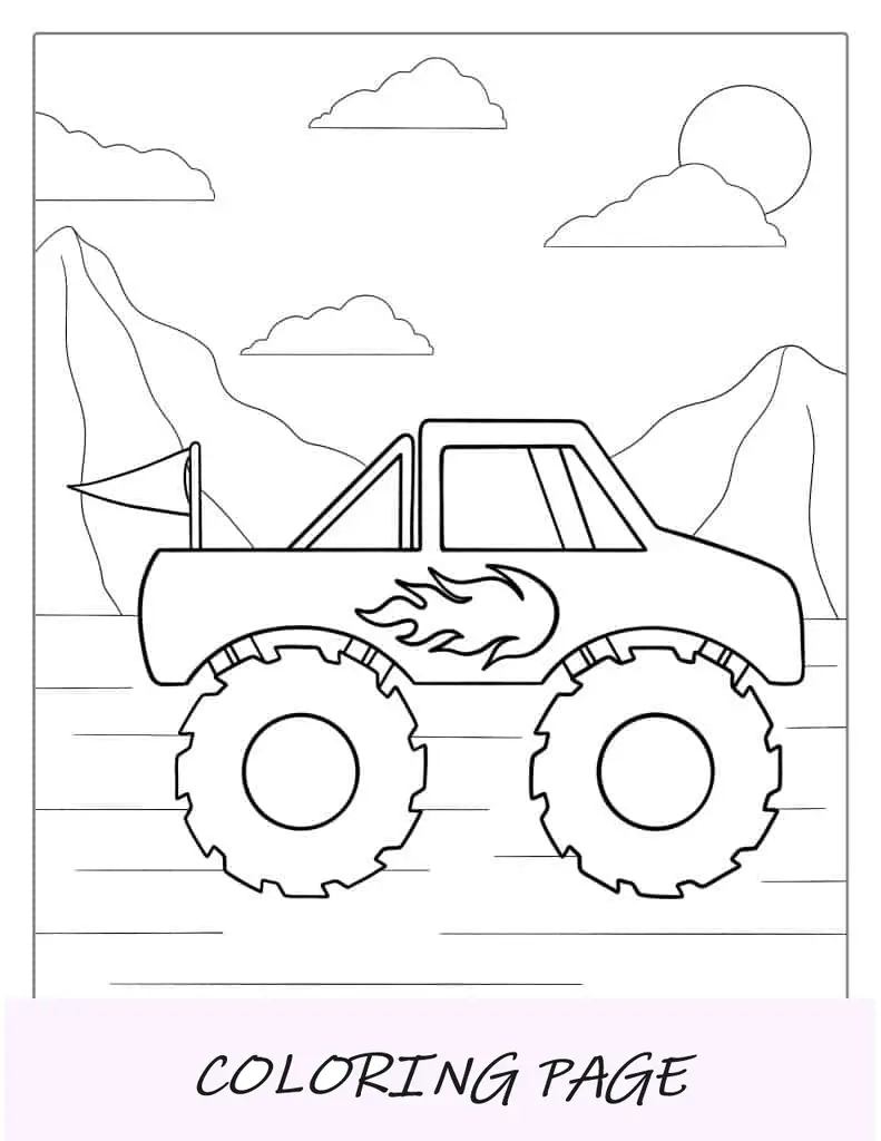 Contorno fácil de un camión monstruo para colorear