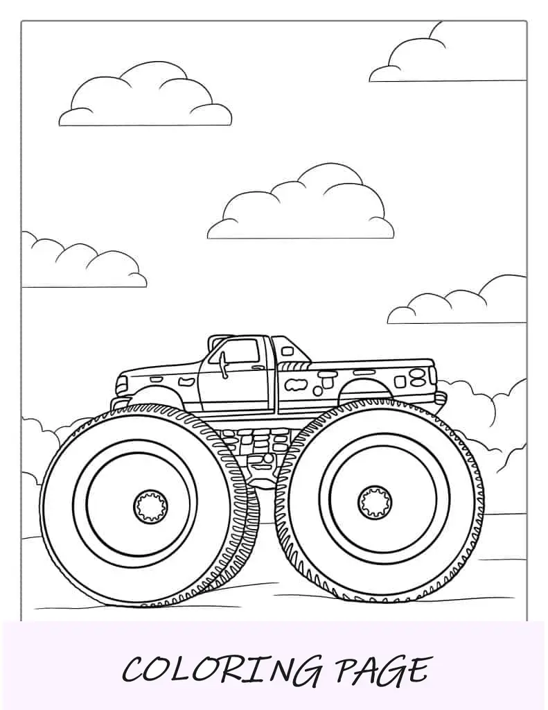 Bigfoot Monster Truck con neumáticos enormes para colorear