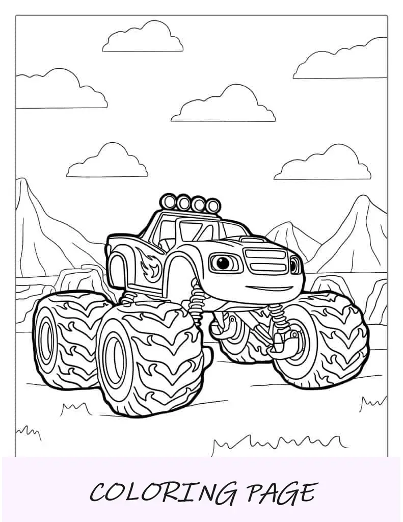 Página para colorear de Blaze Monster Truck de la película