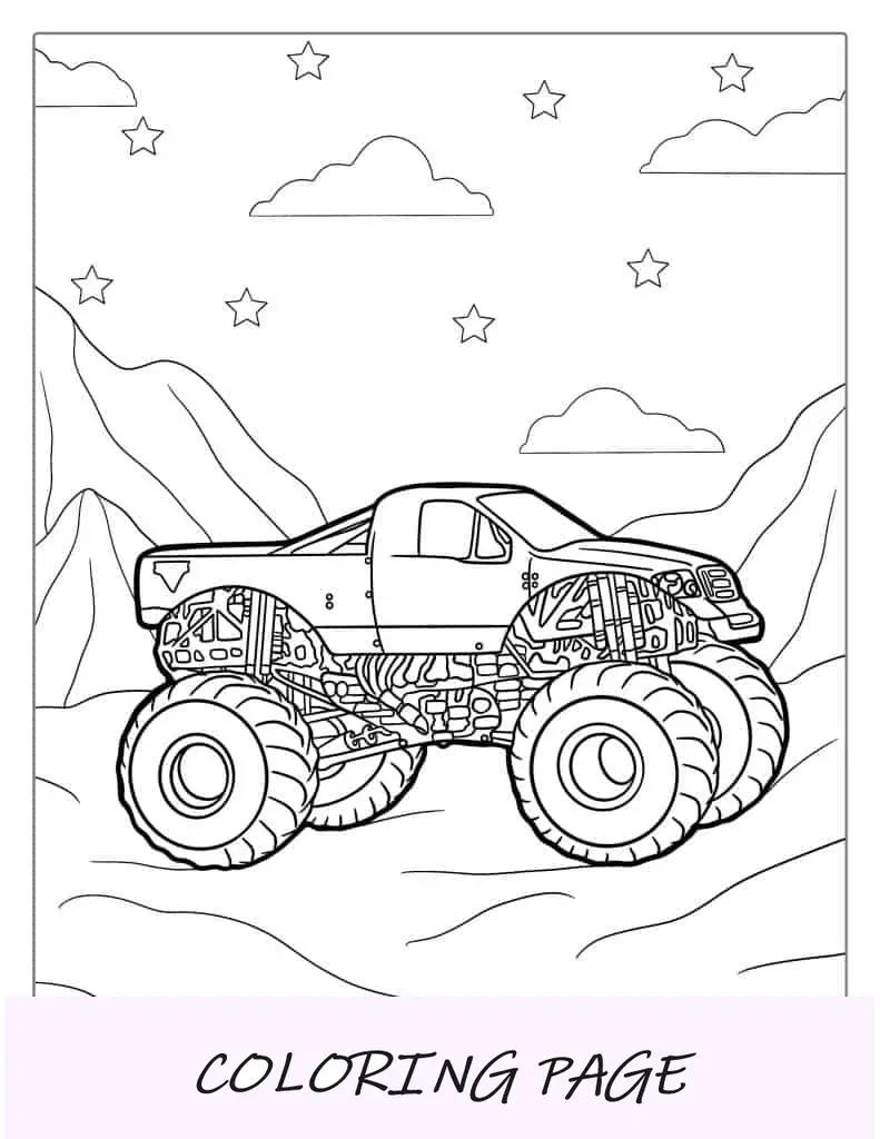 Monster Truck Trueno Azul Para Colorear