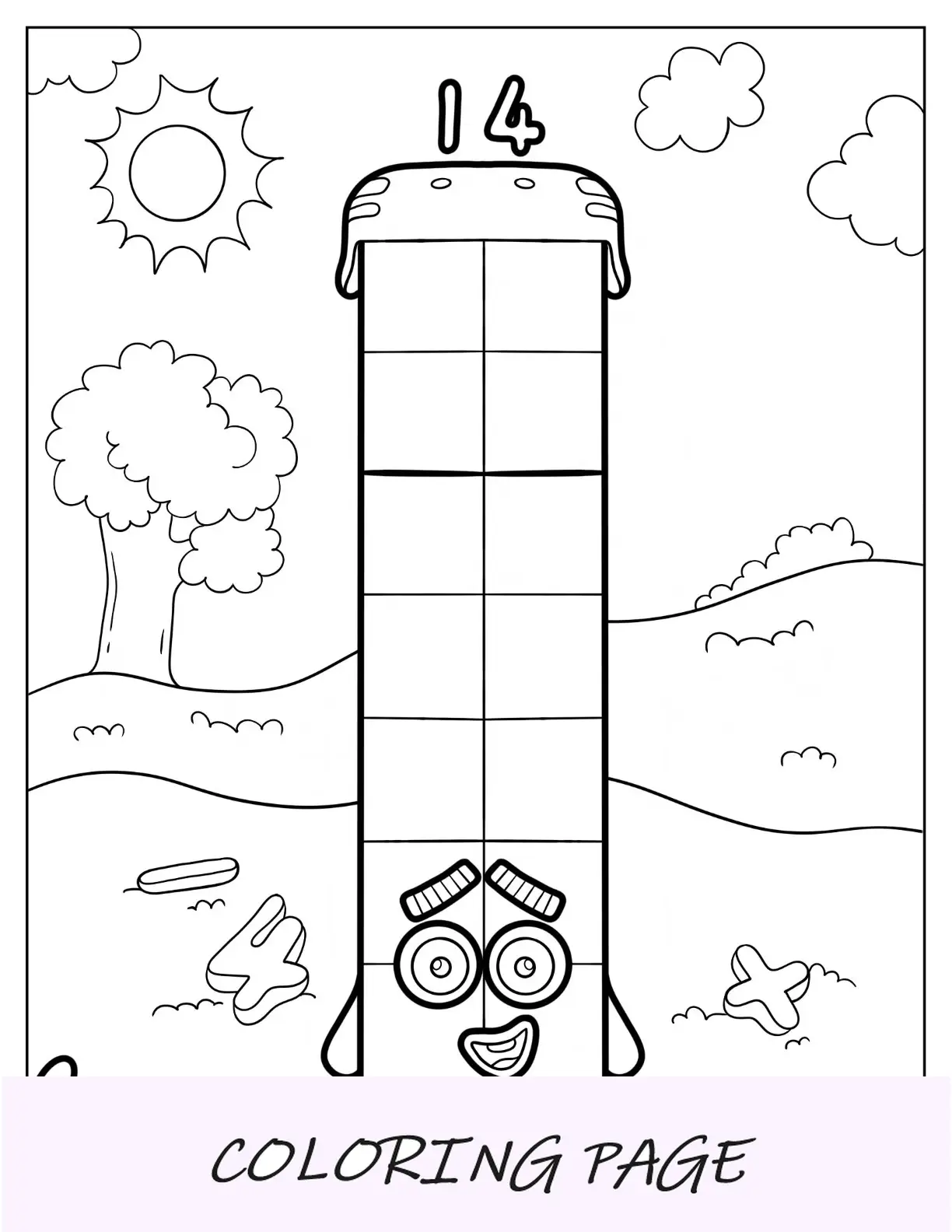 Numberblocks Coloring Page14 Capacete para uso ao ar livre