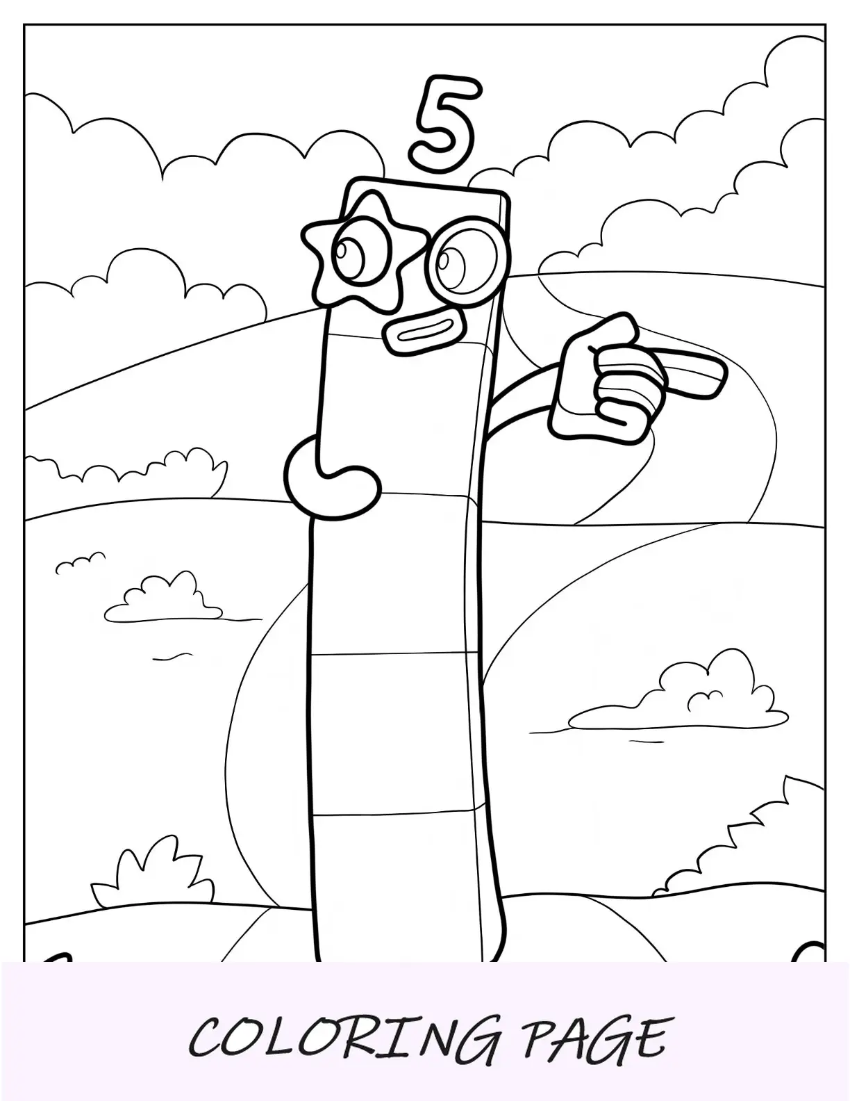 Numberblocks para colorir página 5 apontando