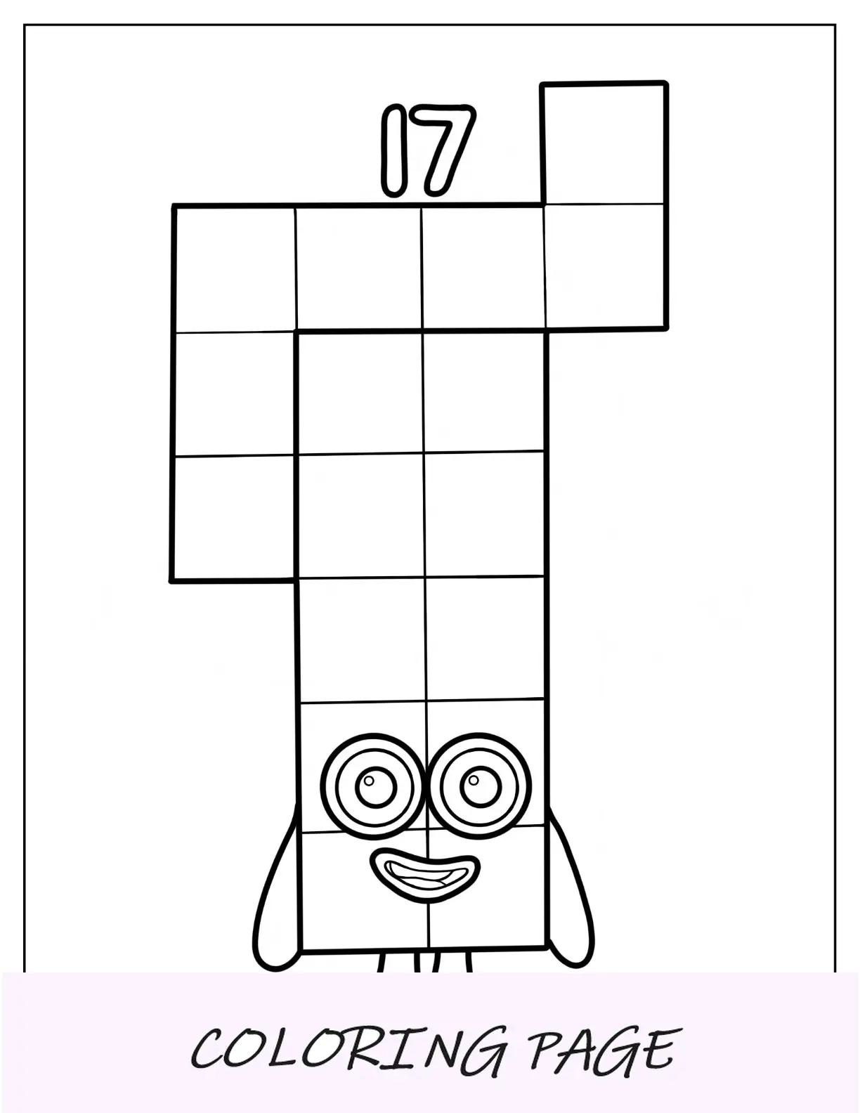 Página para colorir de blocos numéricos 17