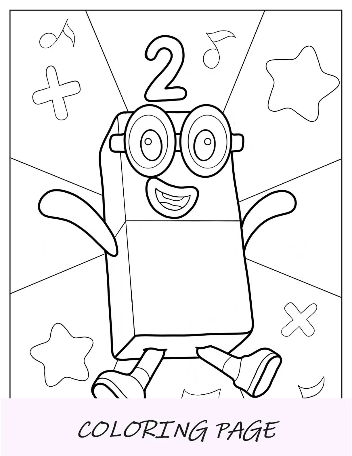 Numberblocks para colorir página 2 pulando