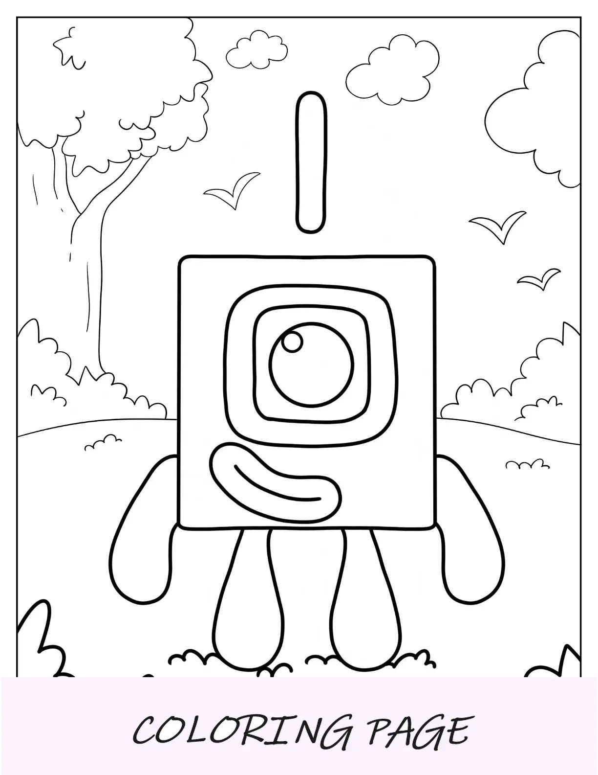 Kawaii Numberblocks para colorir página 1 para crianças em idade pré-escolar