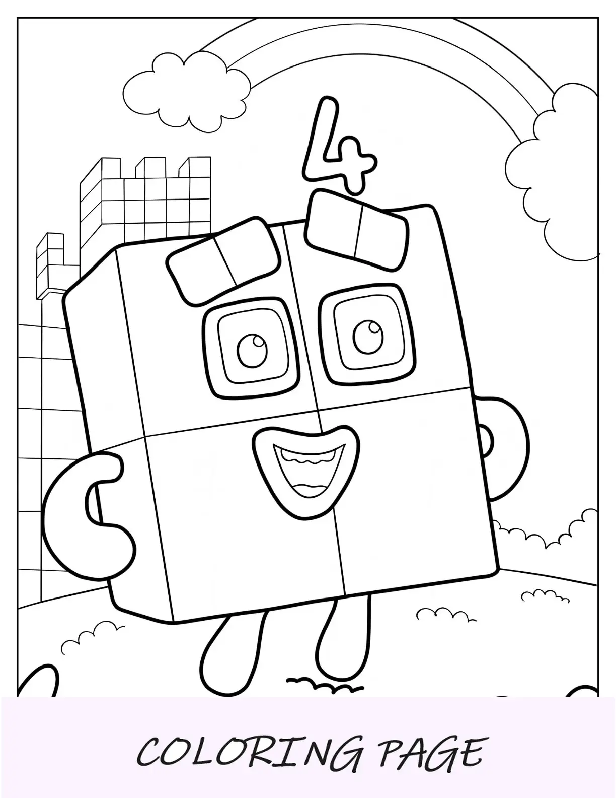 Numberblocks para colorir página 4 dando um passeio