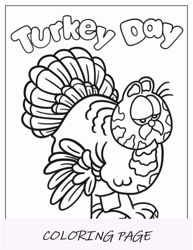 Folha para colorir Garfield de peru