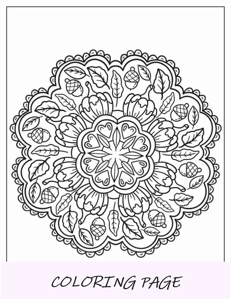 Coloração fácil de mandala de ação de graças para crianças
