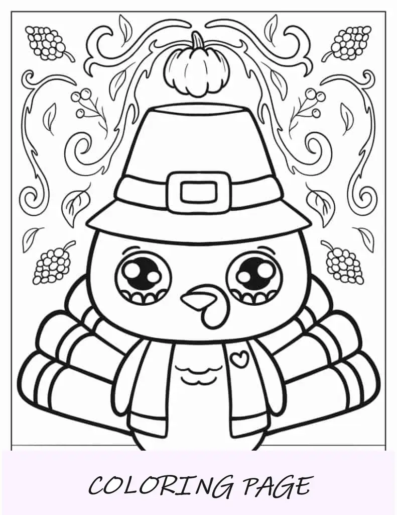 Peru de ação de graças de desenho animado com chapéu