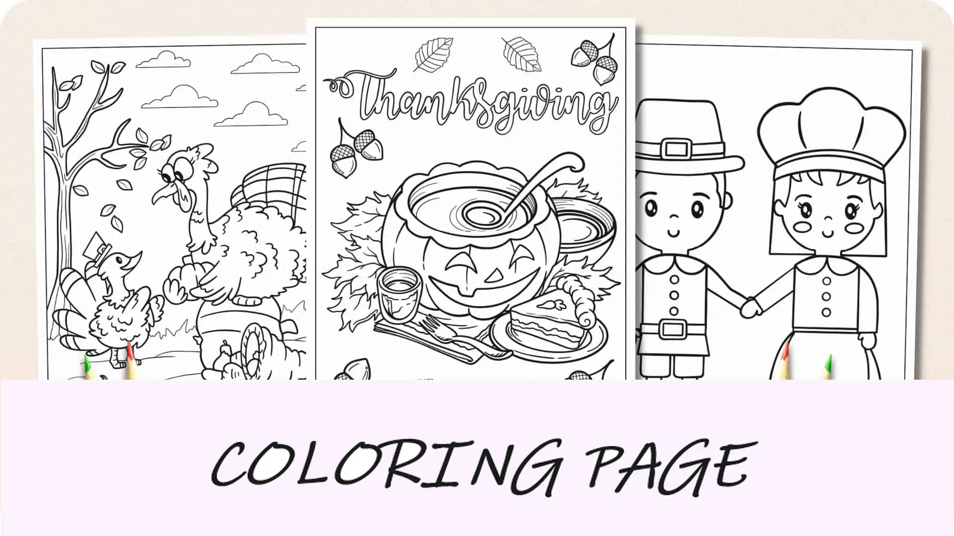 Imagem em destaque de páginas para colorir de Ação de Graças