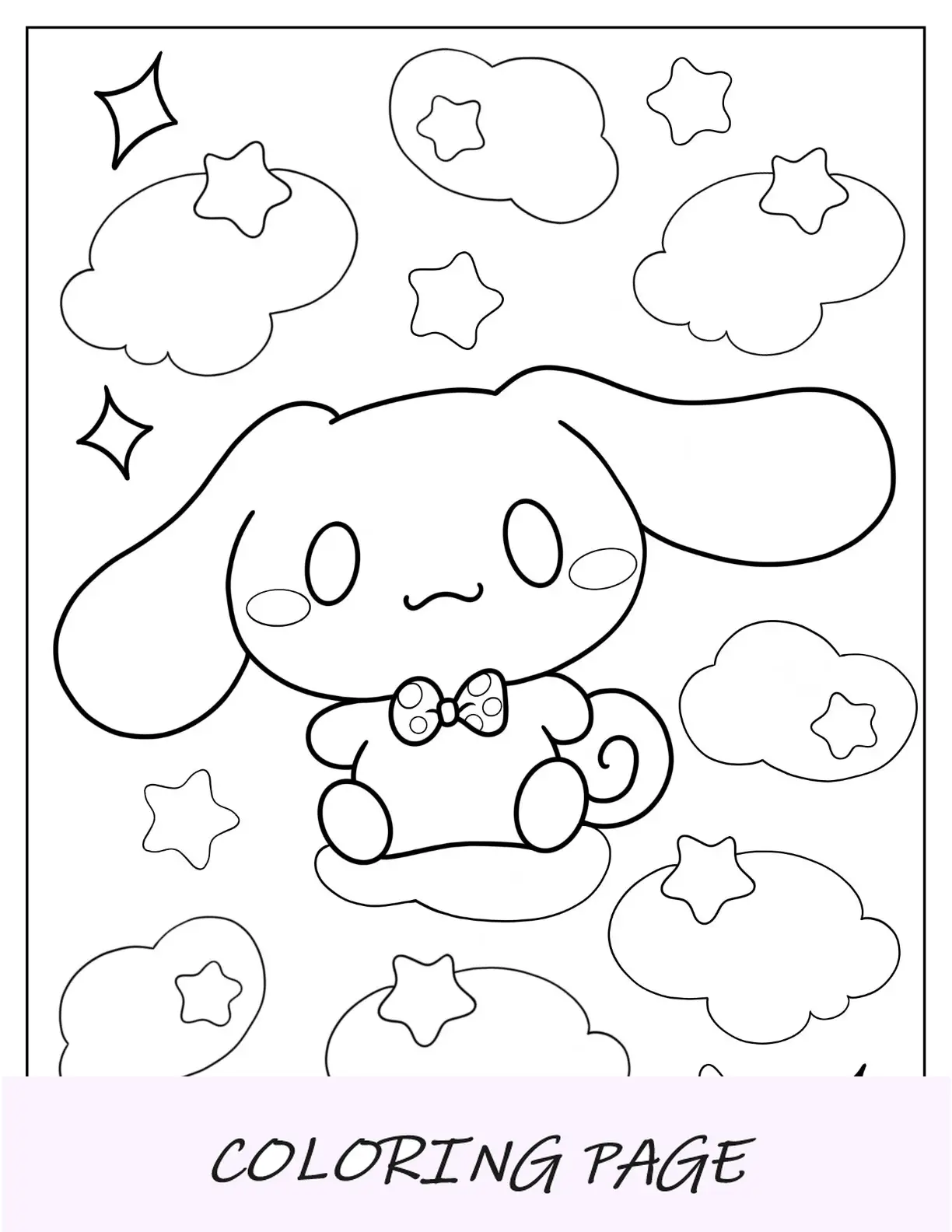 Kawaii Cinnamorrol Pagina da colorare di cannella per bambini in età prescolare