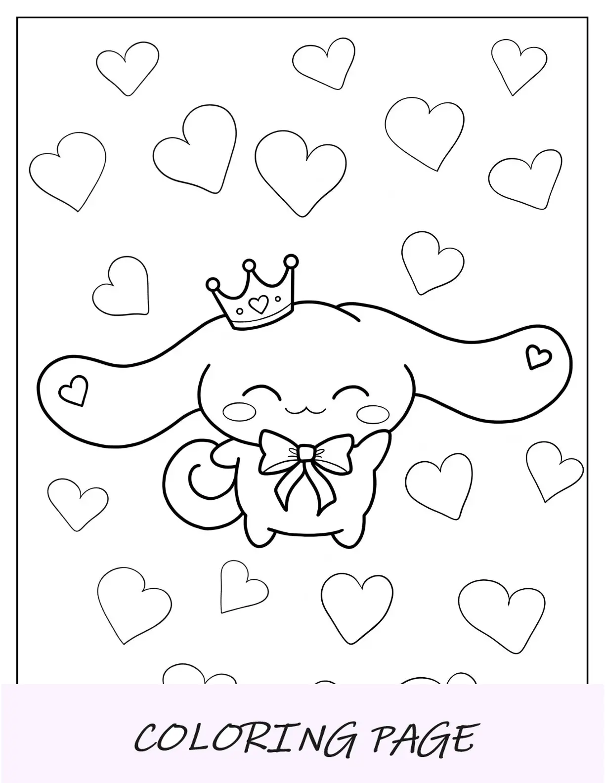 Kawaii Cinnamoroll Pagina da colorare di cannella con corona