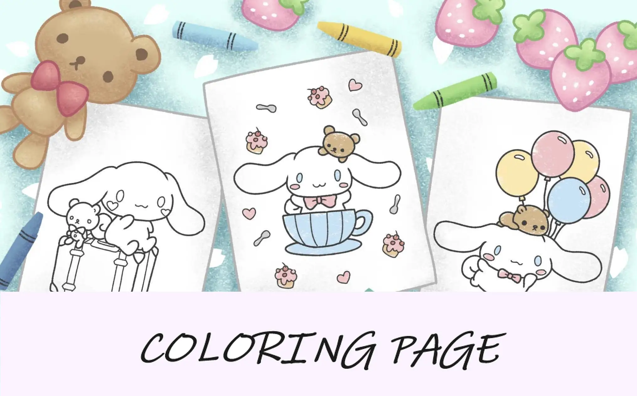 Le pagine da colorare di Cinnamoroll presentano un'immagine