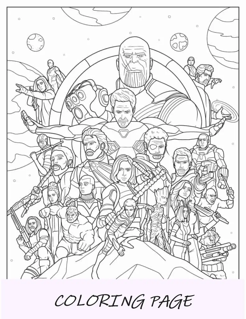 Página para colorir de Thor segurando o martelo