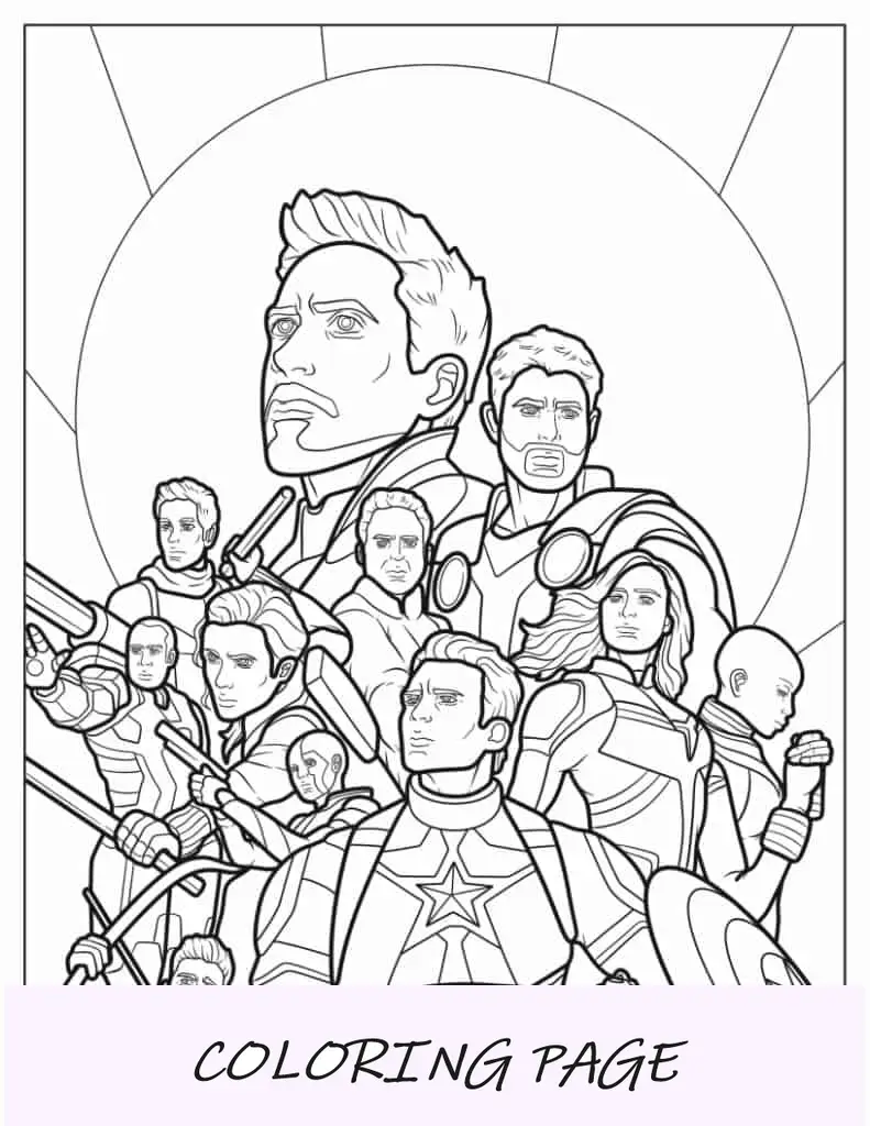 A equipe dos Vingadores para colorir