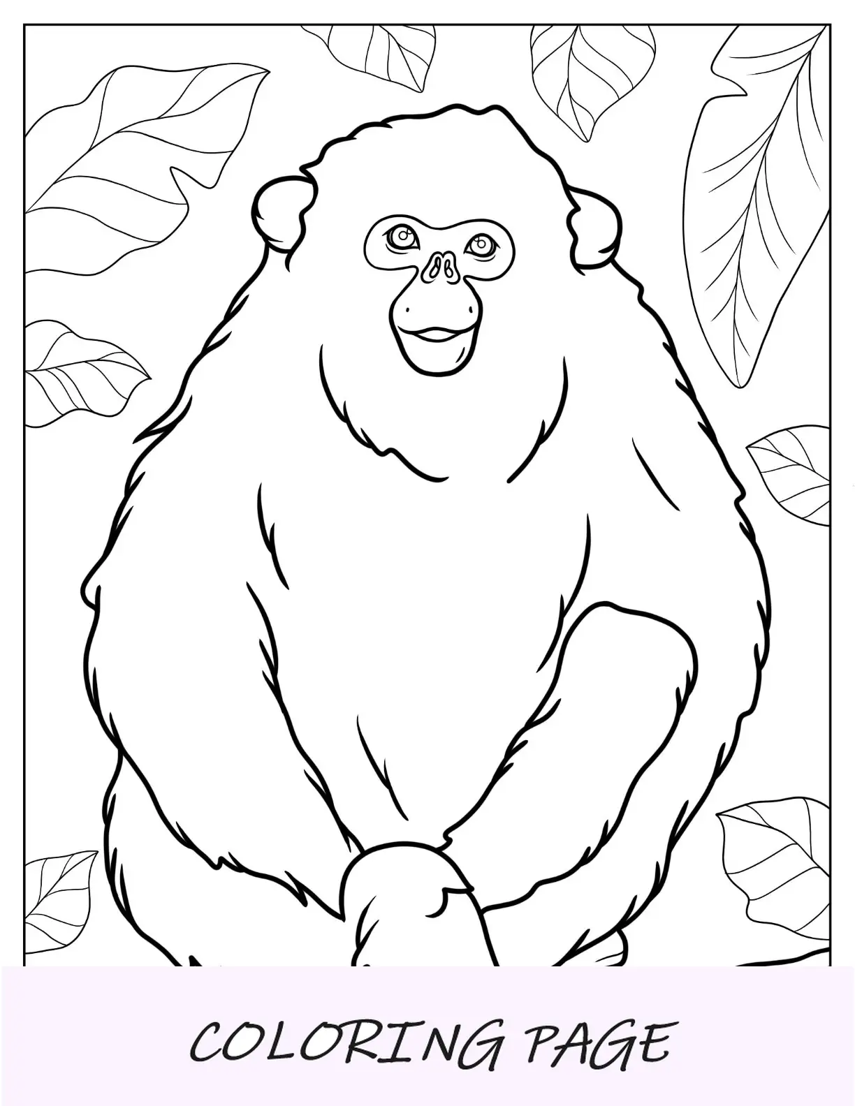 Página para colorir de macaco de nariz arrebitado dourado